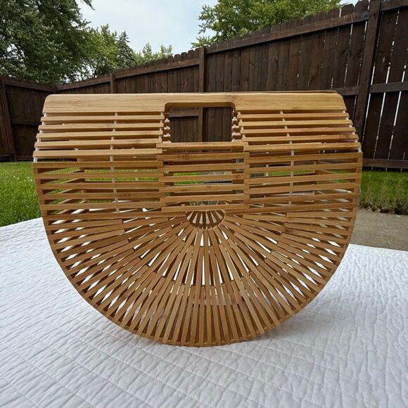 Arc Bag – Boho Wooden Handbag | Half Moon Clutch Purse - Picture 1 of 10